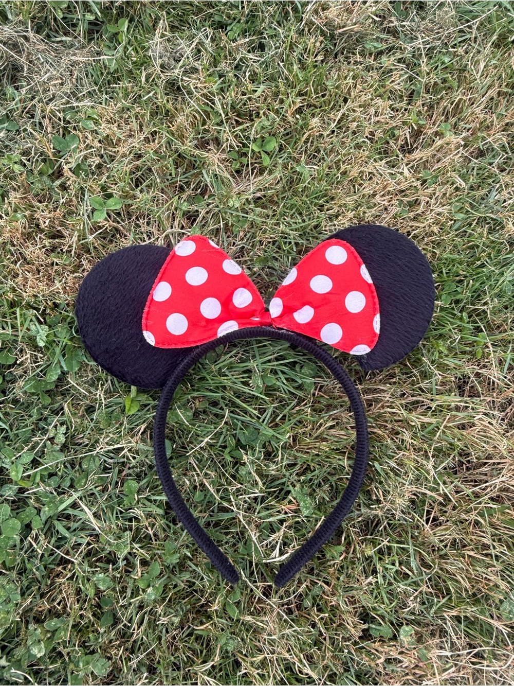 Disney Minnie Mouse Style Ears Headband Red Polka Dot Bow